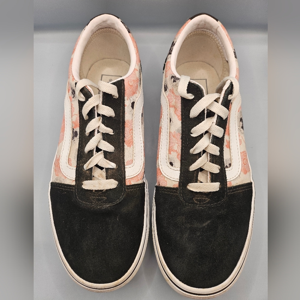 Women's Vans Old Skool Suede and Canvas Floral Laced Sneakers, Size 8